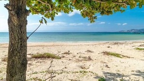 A beach with a tree in the foreground and a clear view of the sea. - Beach Resorts Hotel KALAKAUA (Onna)