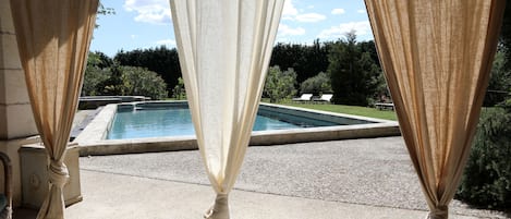 Indoor pool, outdoor pool, sun loungers