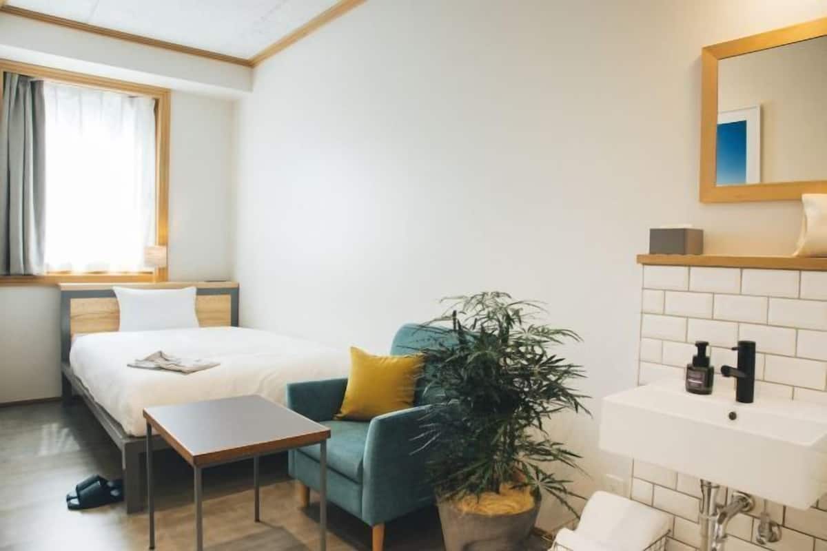 1 bedroom, desk, blackout curtains, iron/ironing board