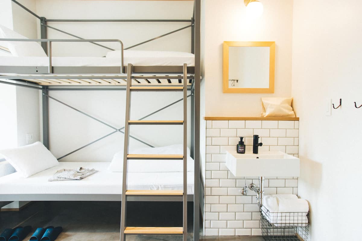 Tomannsrom, ikke-røyk, delt bad (Bunk bed) | 1 soverom, skrivebord, blendingsgardiner og strykejern/-brett