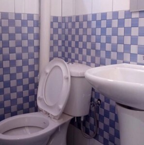 Shower, slippers, towels