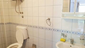 Regadera, amenidades de baño gratuitas, secadora de cabello, toallas