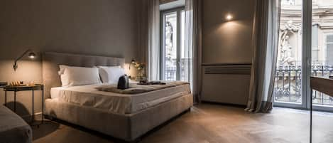 Suite Studio Junior, balcon, vue ville | Literie de qualité supérieure, couette en duvet d'oie