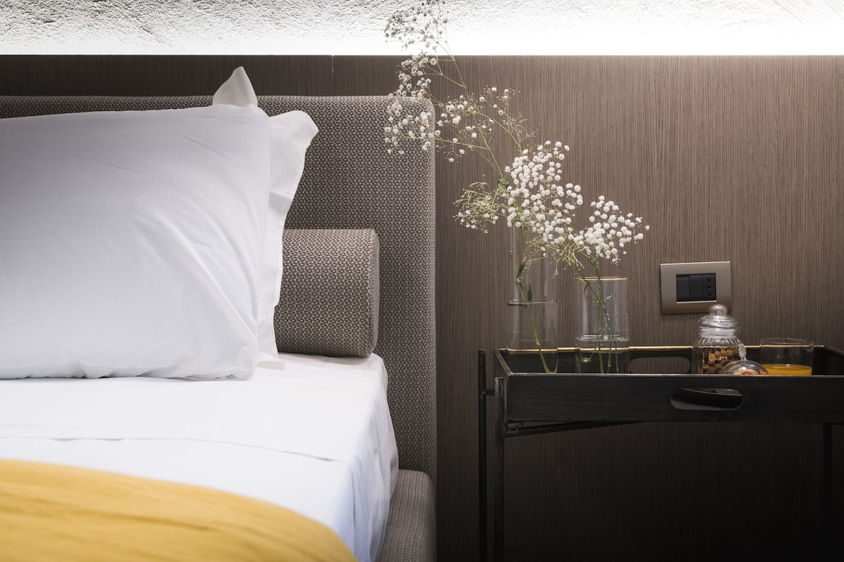 Premium bedding, down comforters, memory foam beds, minibar