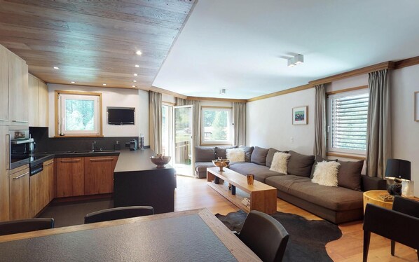 TV, stereo - Modern in alpine style designed apartment with tasteful details (St. Moritz)