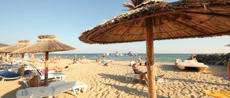 Beach nearby, sun-loungers