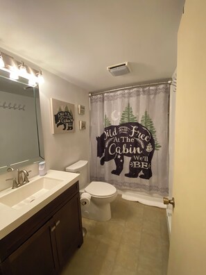 Ensemble douche/baignoire, baignoire à jets, sèche-cheveux