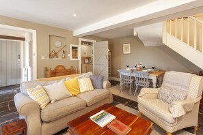 TV, fireplace - East Harwood Farm Cottage, Timberscombe (Minehead)