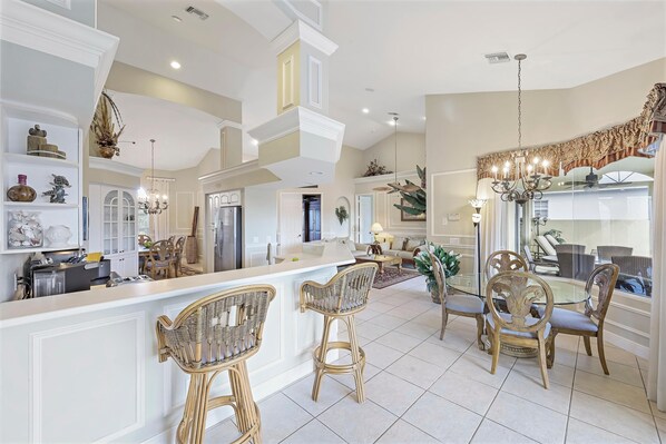 House, Multiple Beds (Large waterfront home with all-day su) | Private kitchen | Fridge, microwave, oven, stovetop