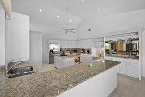 House, Multiple Beds (Unique waterfront home with pool, spa) | Private kitchen