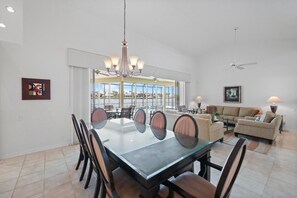 House, Multiple Beds (Unique waterfront home with pool, spa) | Dining