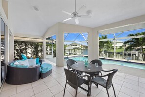 House, Multiple Beds (Luxuriously furnished waterfront home) | Outdoor dining - Luxuriously Furnished Waterfront Home With Pool/spa (Marco Island)