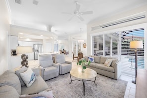House, Multiple Beds (Elegantly decorated waterfront home w) | Living area | Flat-screen TV - Elegantly Decorated Waterfront Home With Pool and spa (Marco Island)