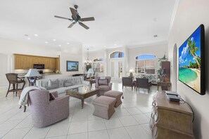 House, Multiple Beds (Pet-friendly waterfront home near bea) | Living area | Flat-screen TV
