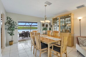 House, Multiple Beds (Waterfront home on key lot with pool/) | Dining - Waterfront Home on key lot With Pool/view of River (Marco Island)