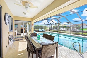 House, Multiple Beds (Waterfront home with pool and western) | Outdoor dining