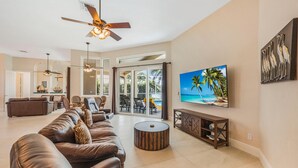 House, Multiple Beds (Waterfront home with pool, spa and wa) | Living area - Waterfront Home With Pool, spa and Walk to Beach (Marco Island)