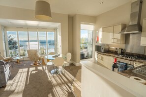 Fridge, microwave, oven, stovetop - Premier one bed sea view apartment with balcony (Torquay)