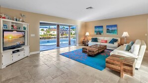 House, Multiple Beds (581 Spinnaker Drive) | Living room | TV - 581 Spinnaker Drive (Marco Island)
