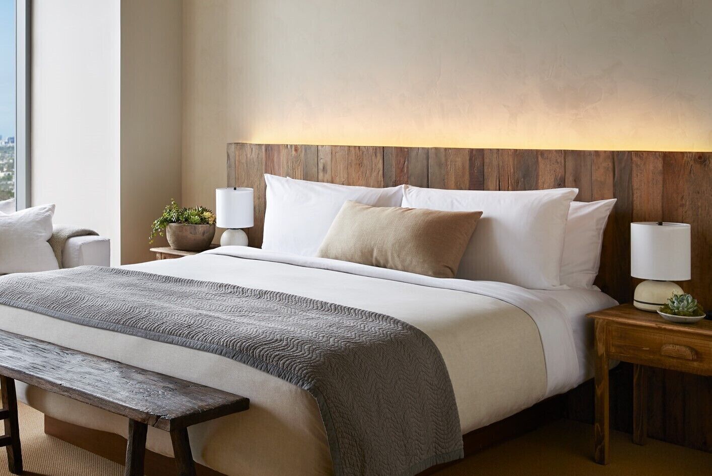 Premium bedding, down comforters, pillowtop beds, minibar