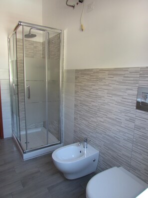 Regadera, secadora de cabello, bidet, toallas 