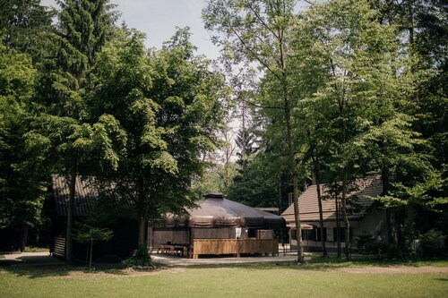 Sleeping in a wooden hut 'Forest bed' at the river Savinja