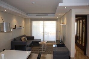 Flat-screen TV, DVD player
