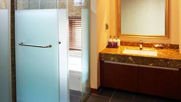 Shower, free toiletries, hair dryer, slippers