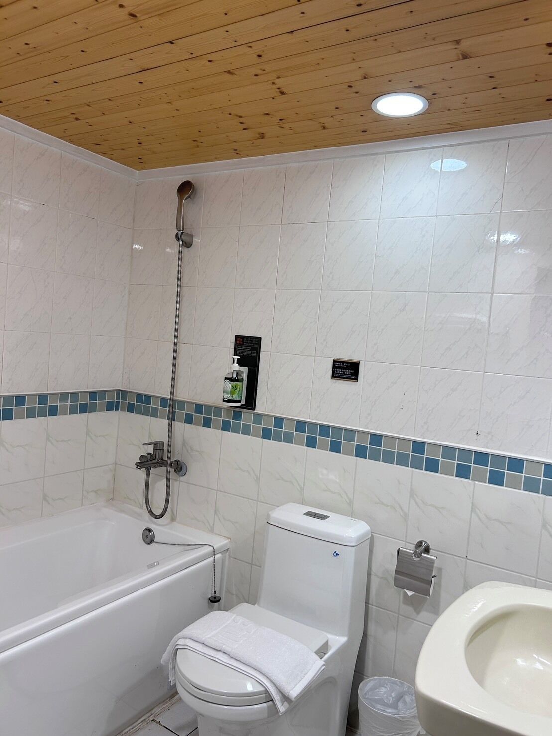 hair dryer, slippers, towels, shampoo