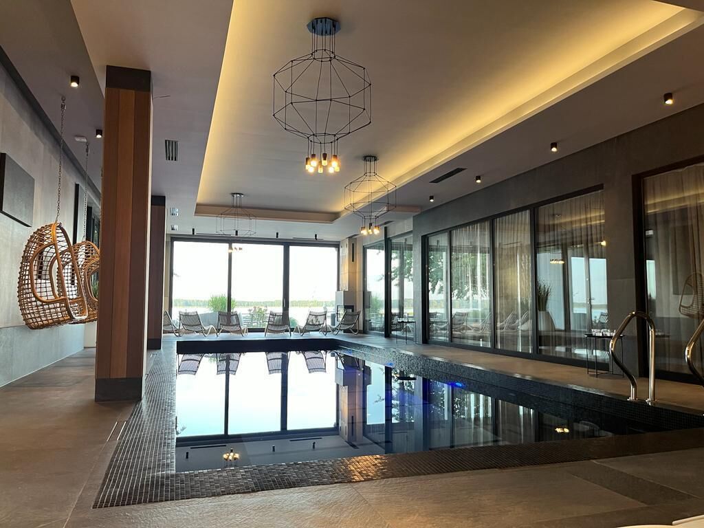 Indoor pool, open noon to 9:00 PM, sun loungers