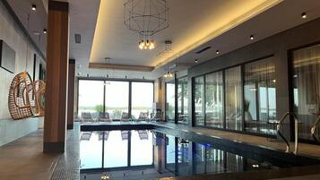 Indoor pool, open noon to 9:00 PM, sun loungers