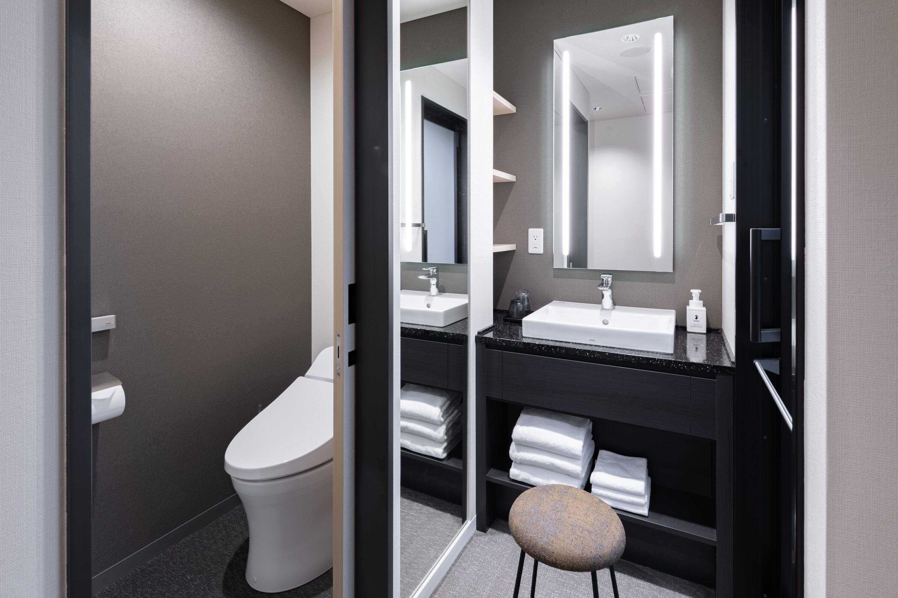 free toiletries, hair dryer, slippers, bidet