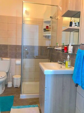 Apartment, 2 Bedrooms | Bathroom | Shower, hair dryer, towels