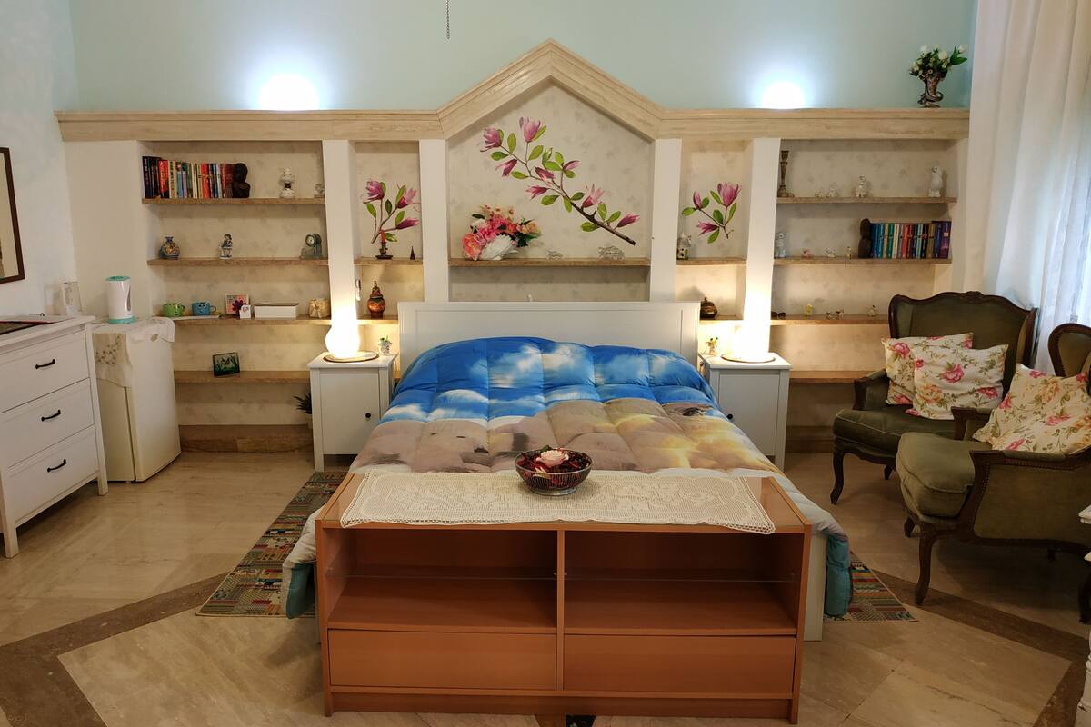Down duvets, memory-foam beds, desk, blackout curtains