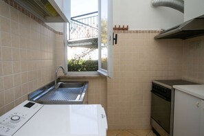 Fridge, dining tables