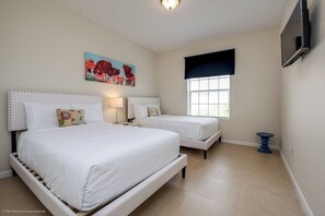 Spacious Bedroom with 2 double bed with Smart TV for entertainment