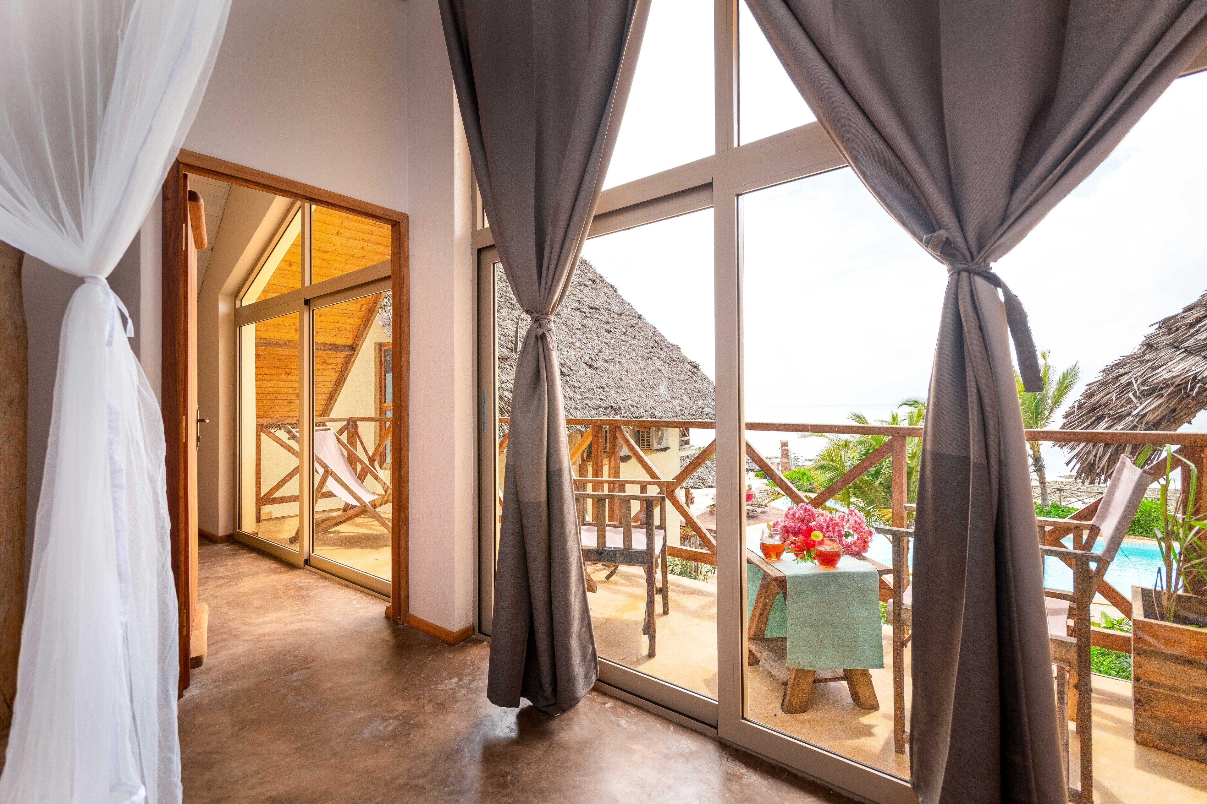 Villa – deluxe, flere senger, tekjøkken, havutsikt | Balkong