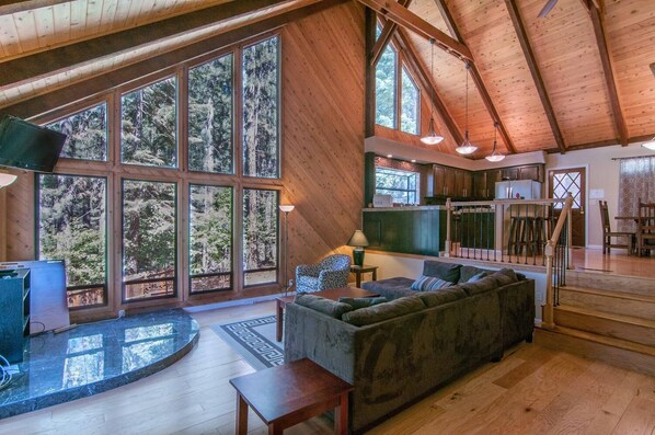 TV, lareira, DVD player