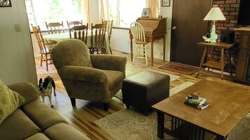 Smart TV, fireplace, DVD player