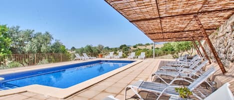 Outdoor pool, sun loungers