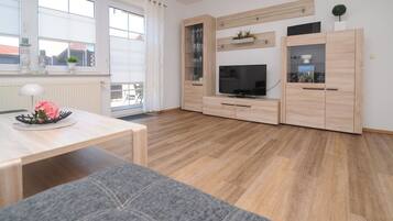 Televisión, reproductor de DVD, videoteca, estéreo