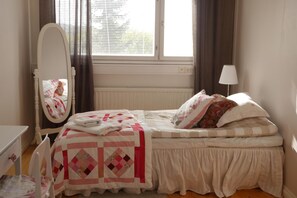 Desk, blackout curtains, iron/ironing board, free WiFi