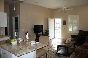 Flat-screen TV, video library