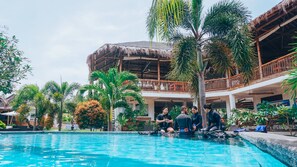 2 outdoor pools, pool umbrellas, pool loungers