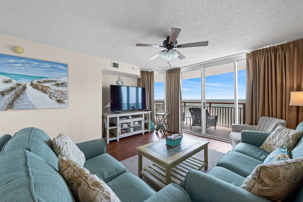 TV - Southshore Villas #1007, 4 BR Ocean Front Condo w large balcony, Indoor/Outdoor Pool, Lazy River, Kiddie Pool and Hot Tub (North Myrtle Beach)