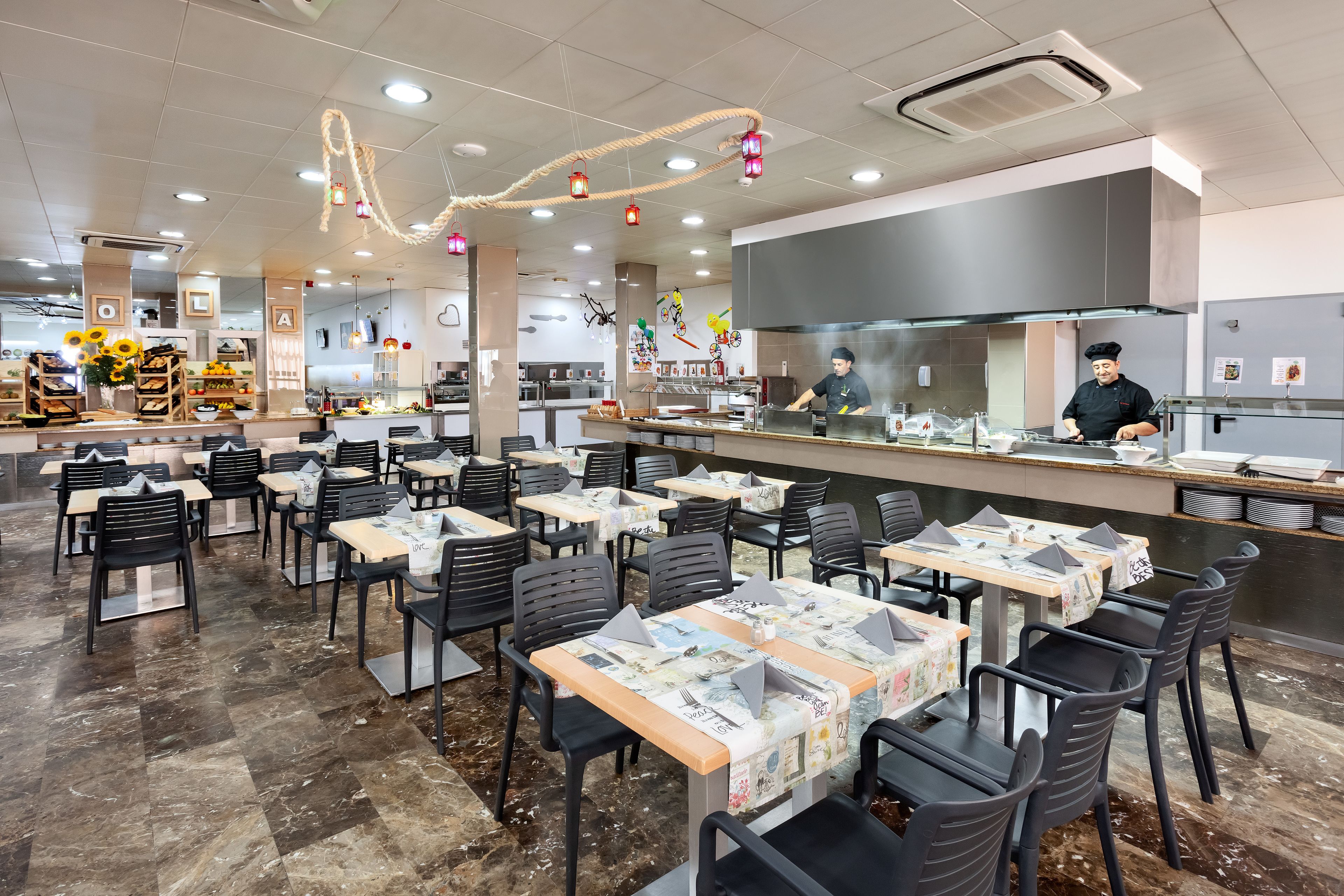 breakfast, lunch and dinner served