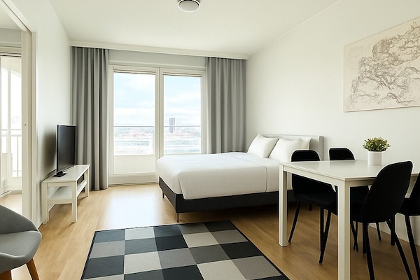 1 bedroom, desk, blackout curtains, soundproofing