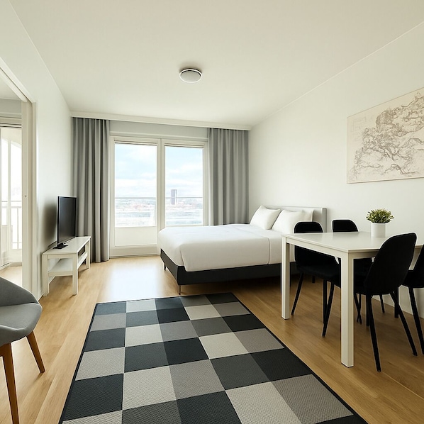 城市公寓, 桑拿浴, 城市景观 | 1 多间卧室、办公桌、遮光窗帘、隔音