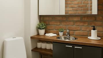 City Apartment, Sauna, Courtyard View | Bathroom | Shower, free toiletries, hair dryer, bidet