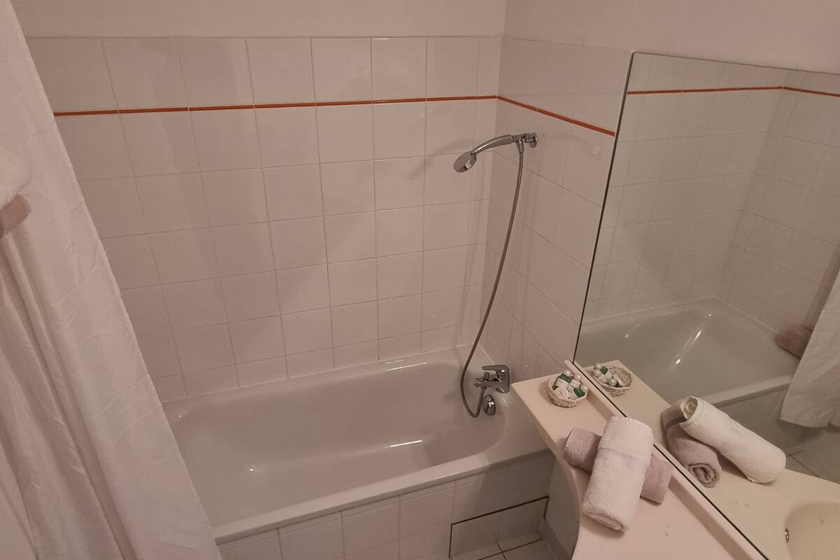 free toiletries, hair dryer, towels